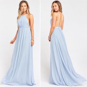 Show Me Your MuMu Amanda Dress in Blue Steel Chiffon XXS